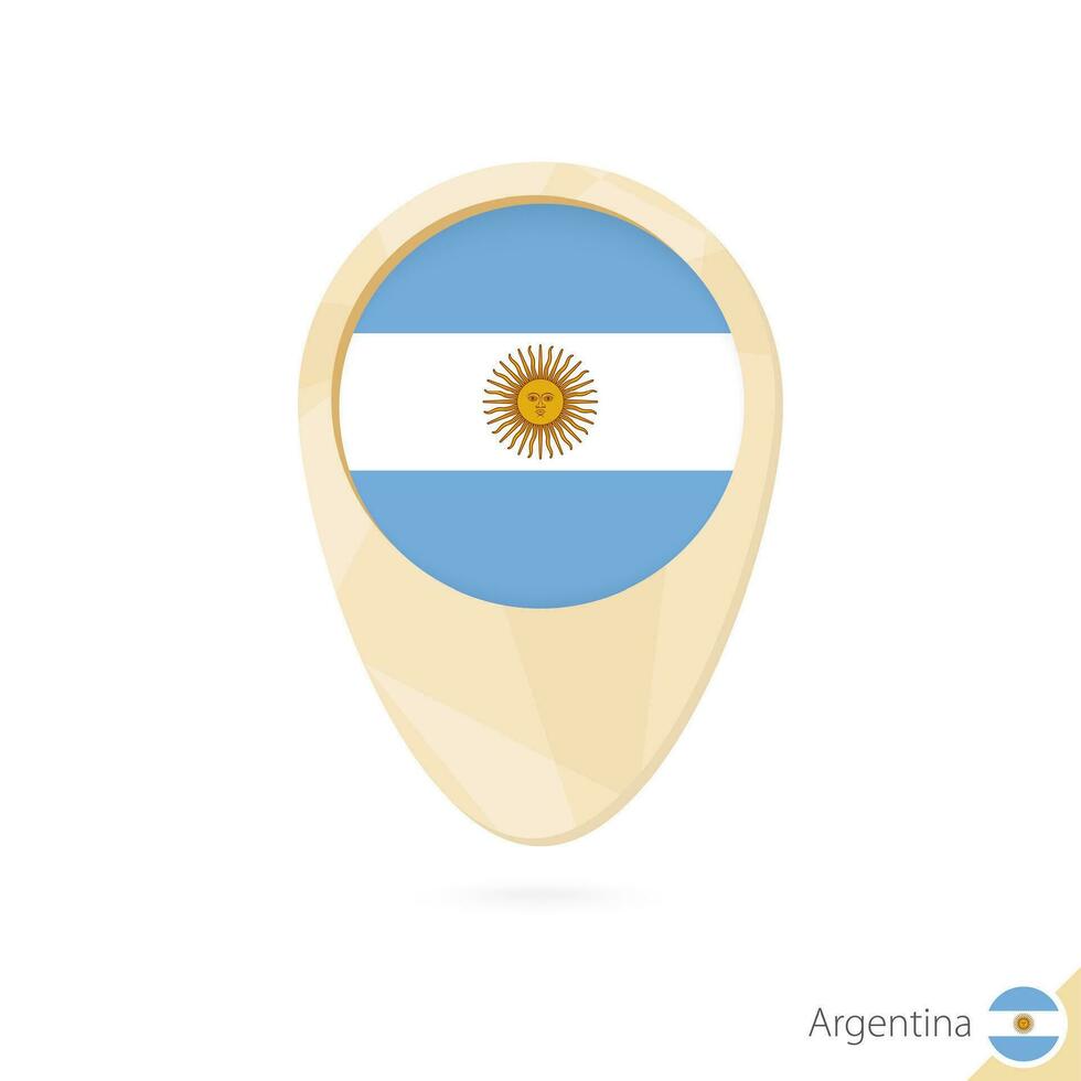 Map pointer with flag of Argentina. Orange abstract map icon. vector