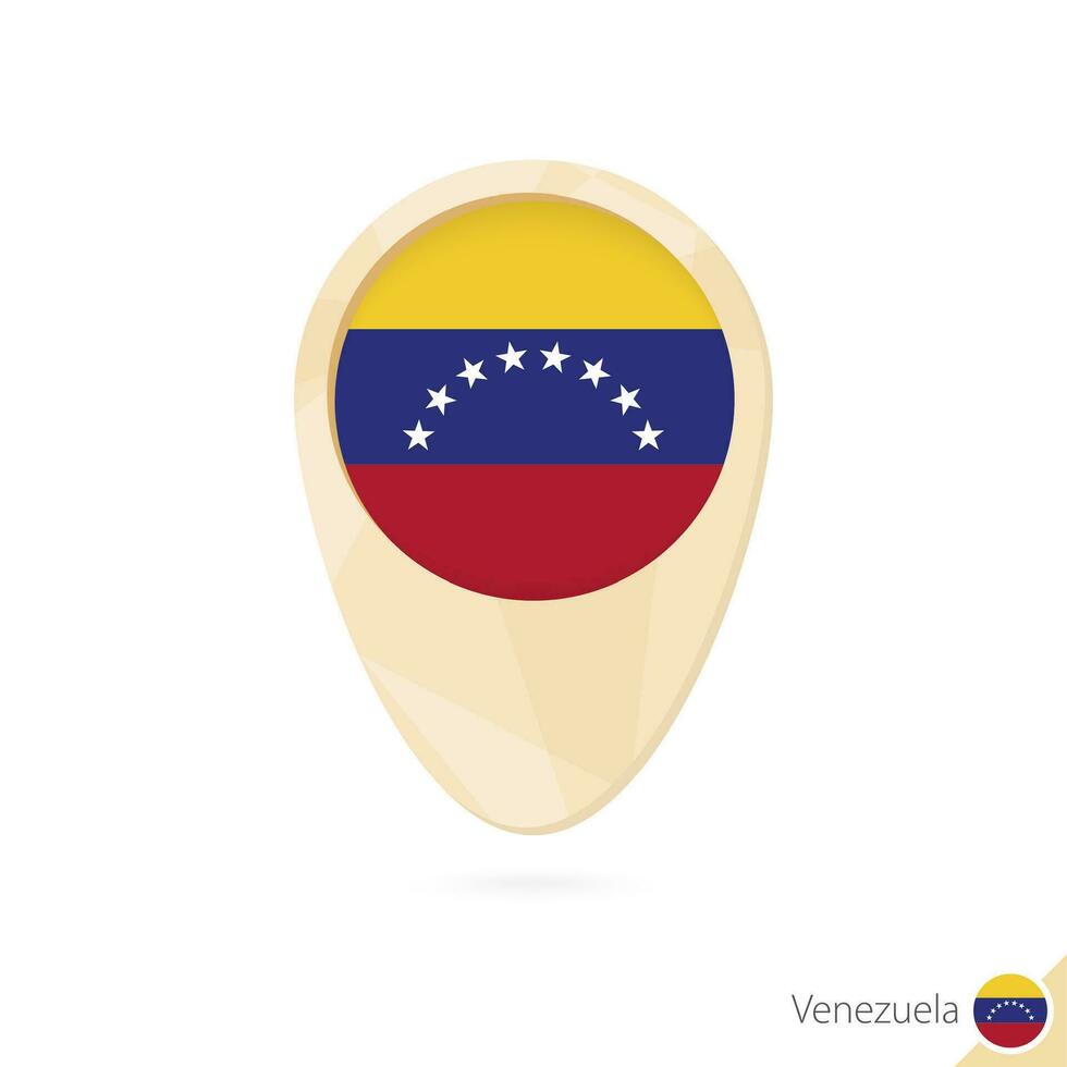 Map pointer with flag of Venezuela. Orange abstract map icon. vector