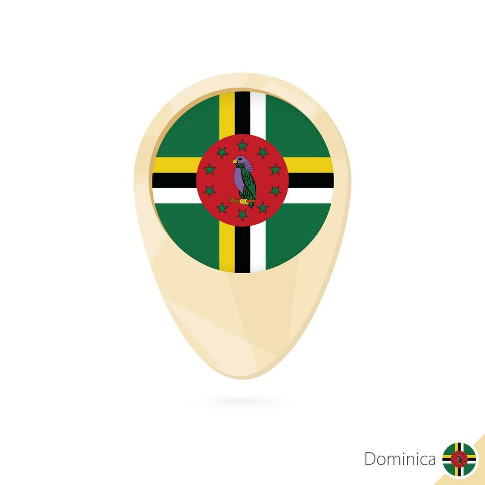 Map pointer with flag of Dominica. Orange abstract map icon. vector
