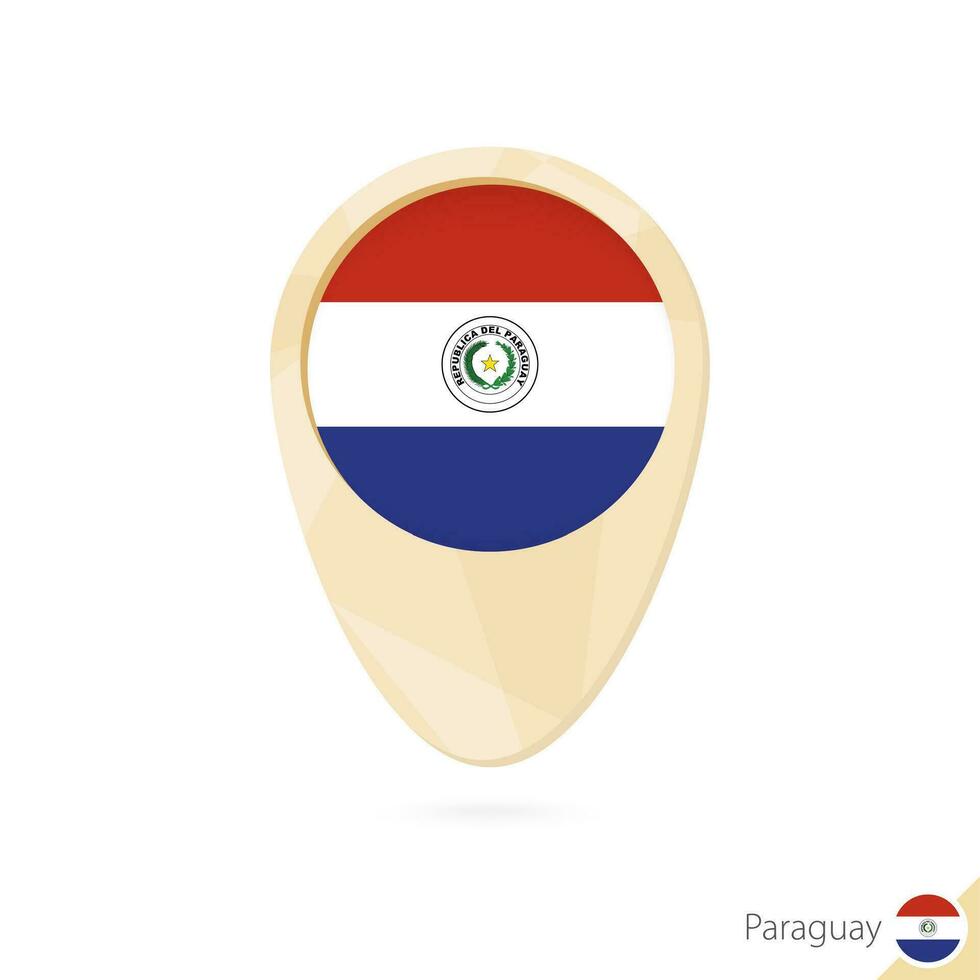 Map pointer with flag of Paraguay. Orange abstract map icon. vector