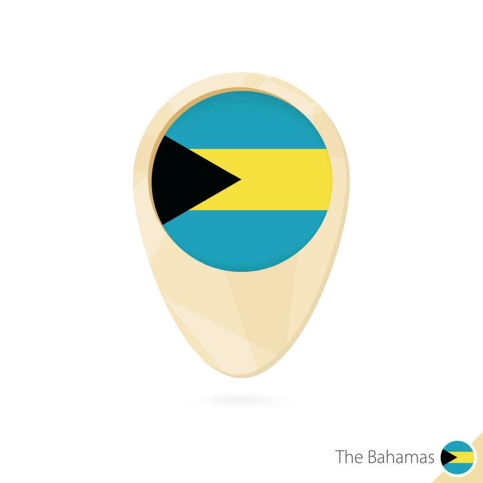 Map pointer with flag of The Bahamas. Orange abstract map icon. vector