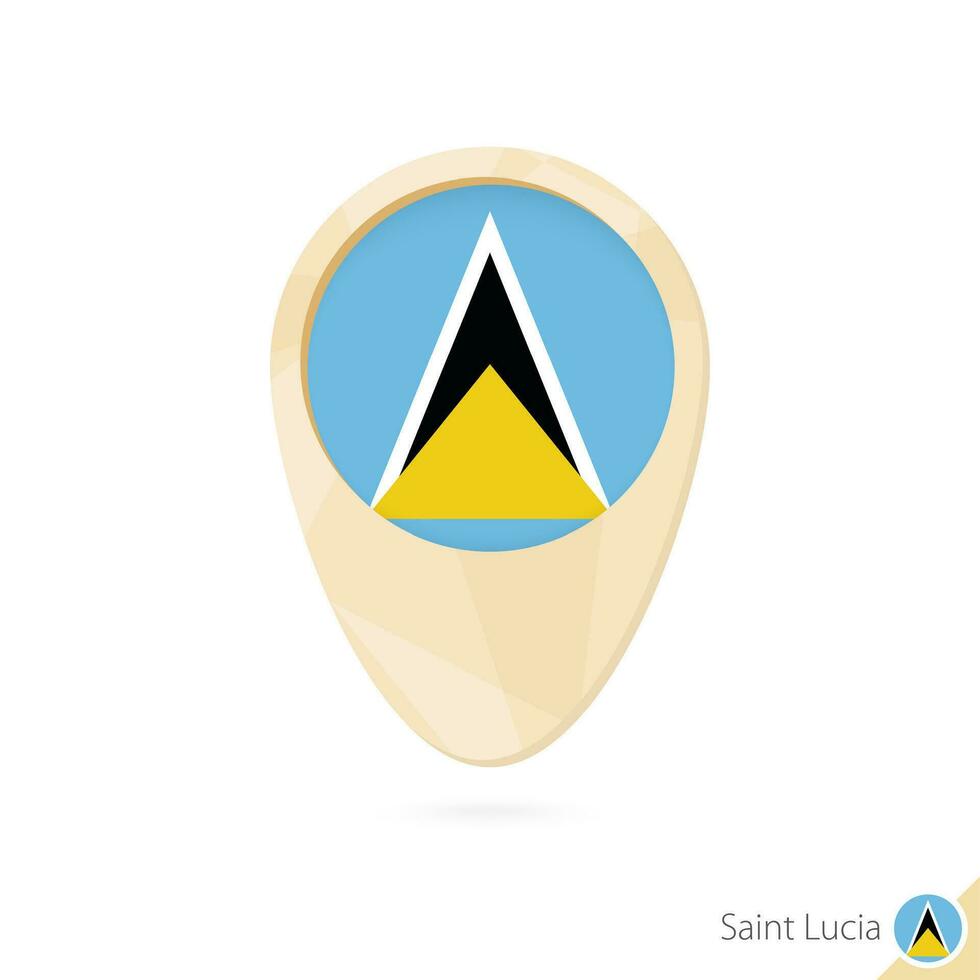 Map pointer with flag of Saint Lucia. Orange abstract map icon. vector