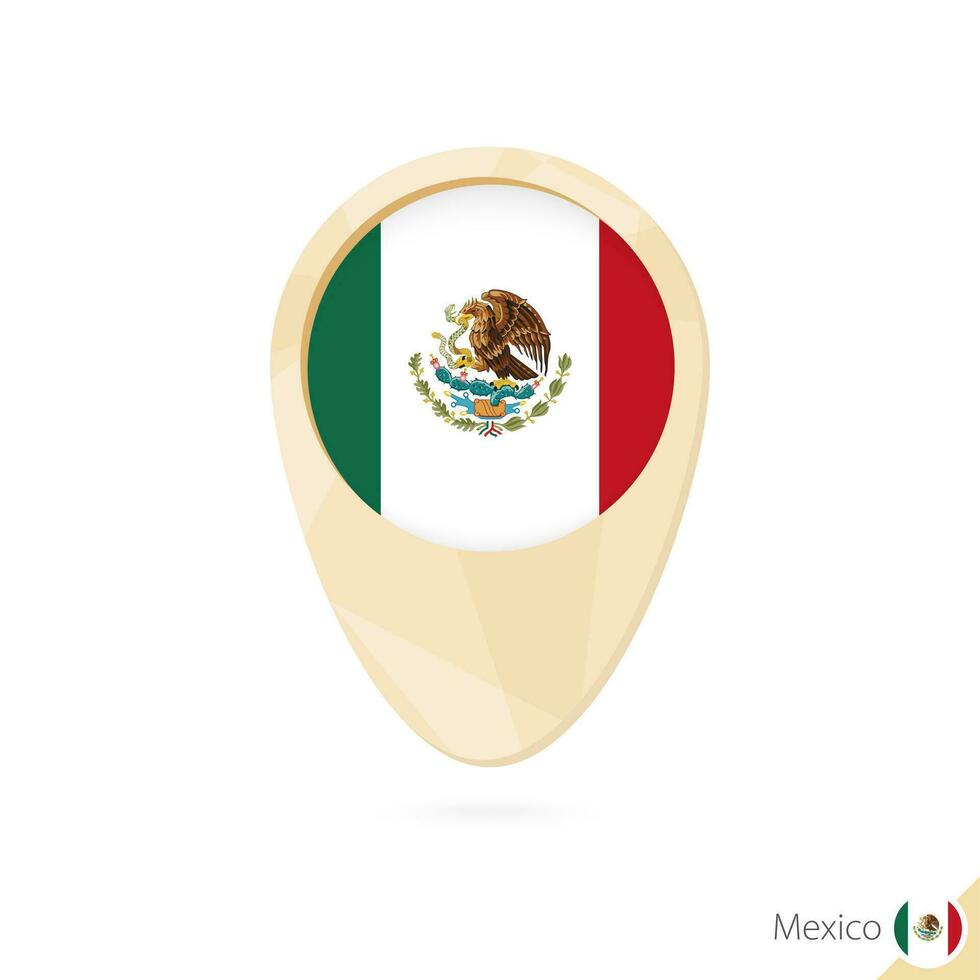 Map pointer with flag of Mexico. Orange abstract map icon. vector