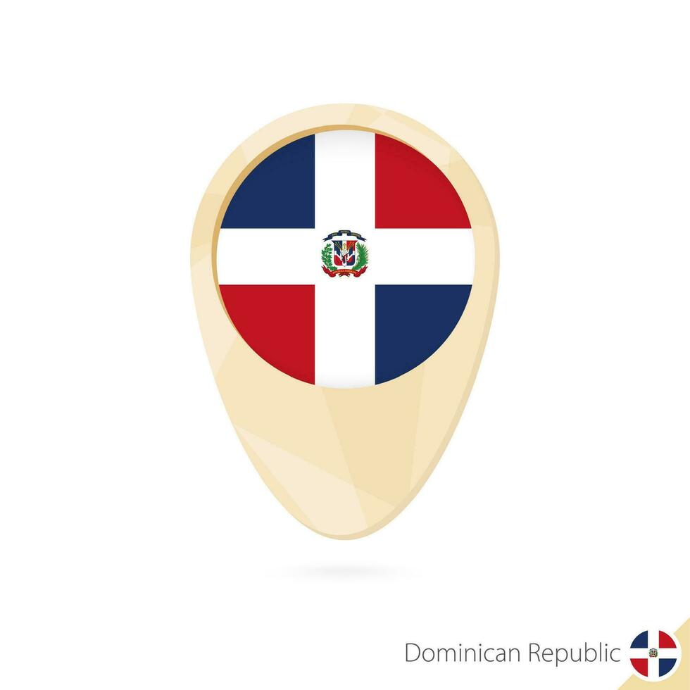 Map pointer with flag of Dominican Republic. Orange abstract map icon. vector