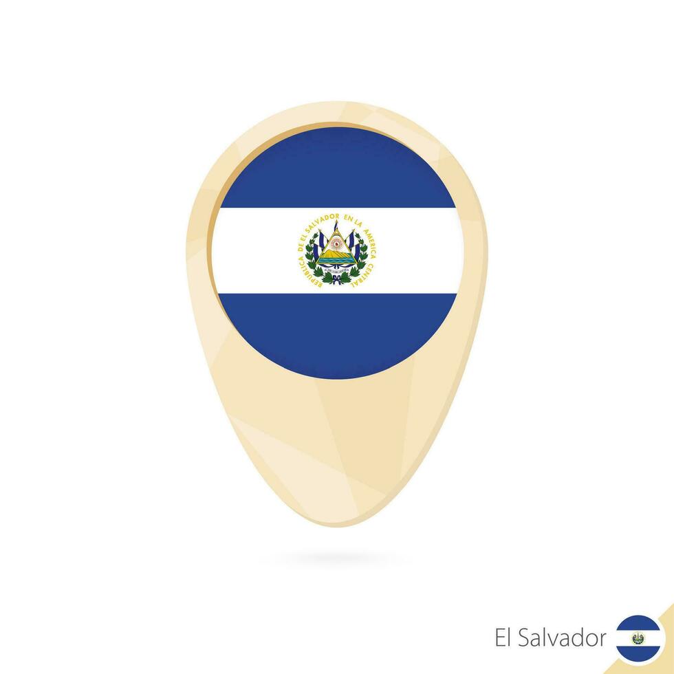 Map pointer with flag of El Salvador. Orange abstract map icon. vector