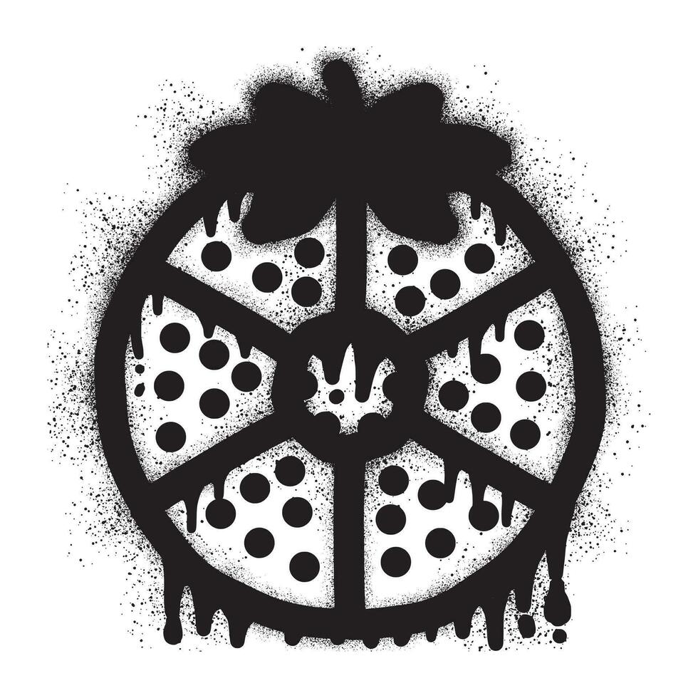 Sliced tomato icon graffiti with black spray paint vector