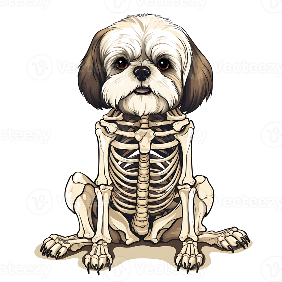 Halloween Skeleton dog AI Generated png