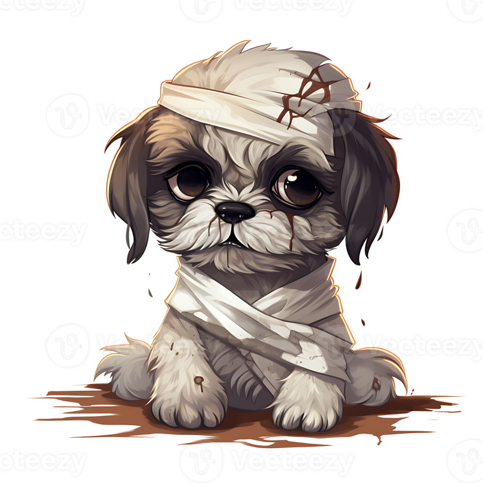 Halloween Mummy Dog Clipart PNG AI Generated