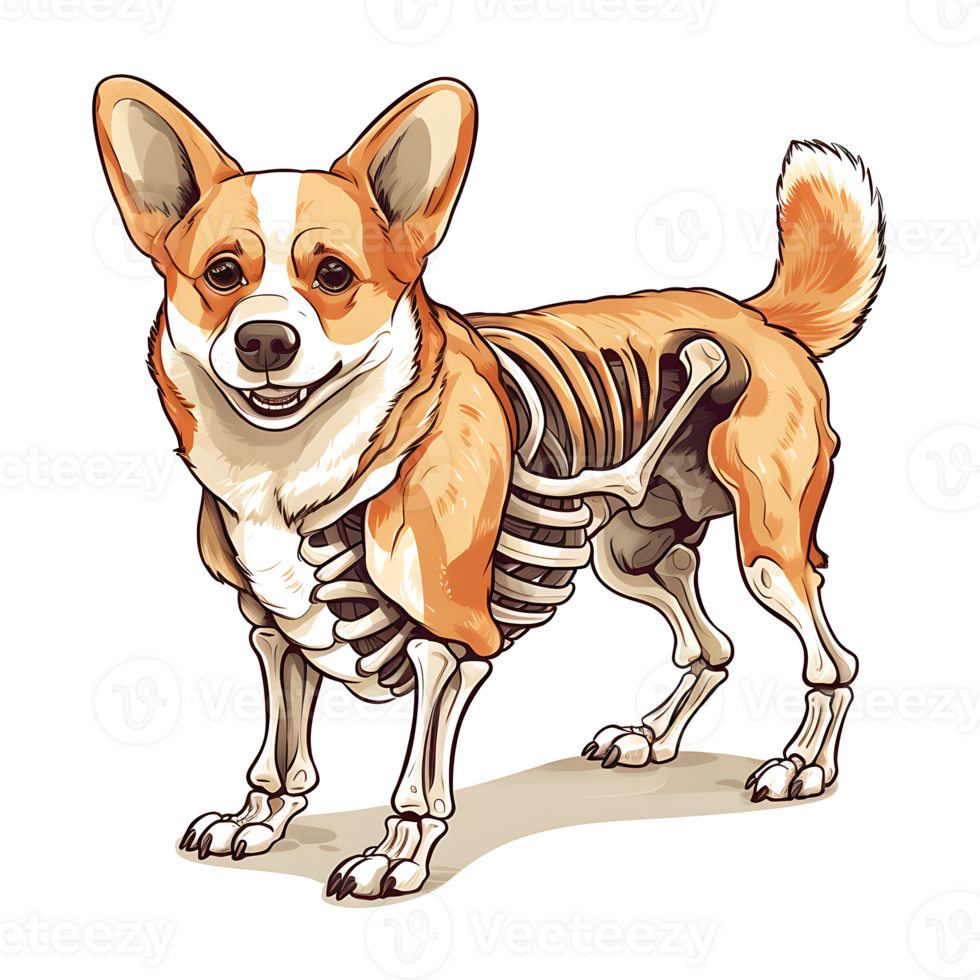 Halloween Skeleton dog AI Generated png