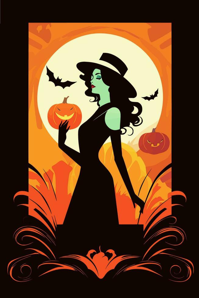 Halloween Flat Vector Illustration Greeting Card Design