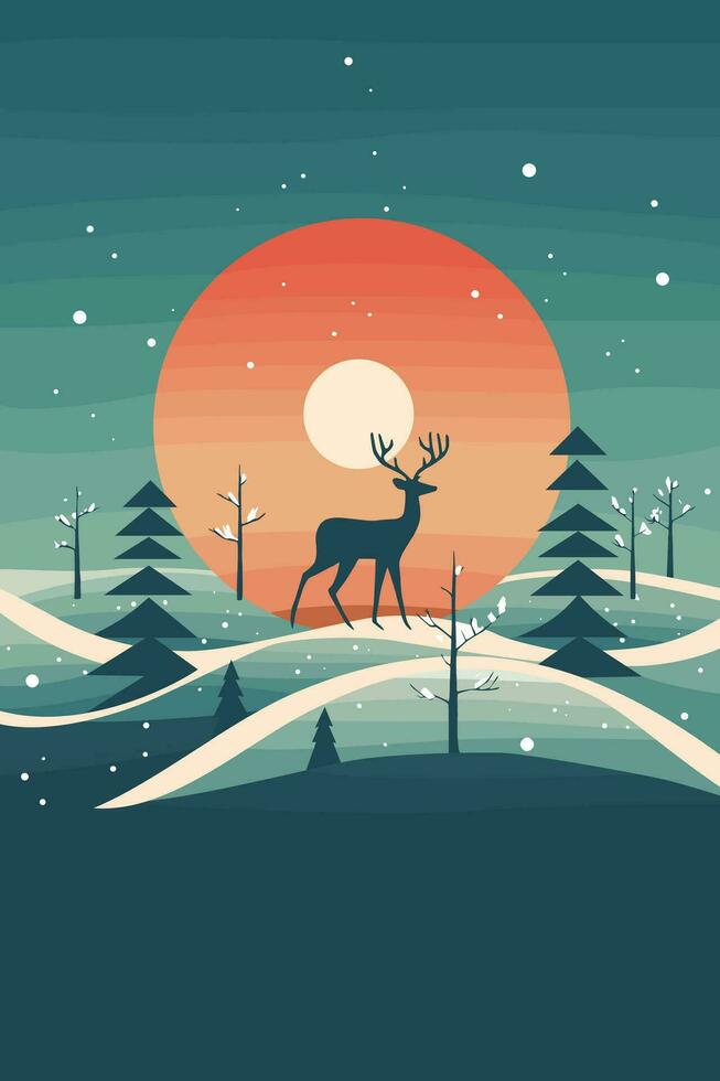 Navidad invierno mundo maravilloso plano vector saludo tarjeta ilustración