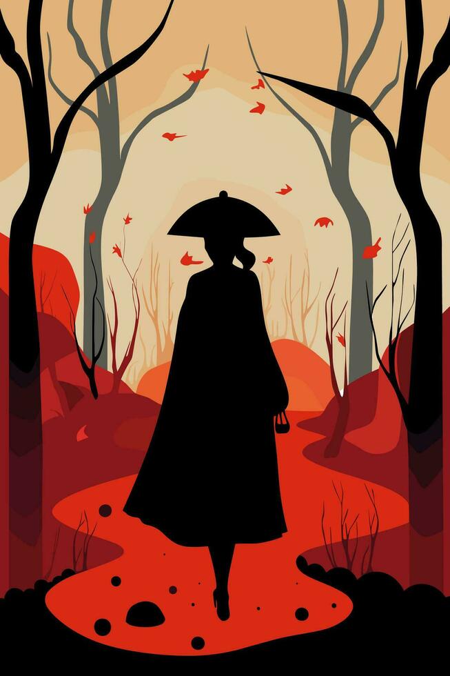 Halloween Flat Vector Illustration Greeting Card Design