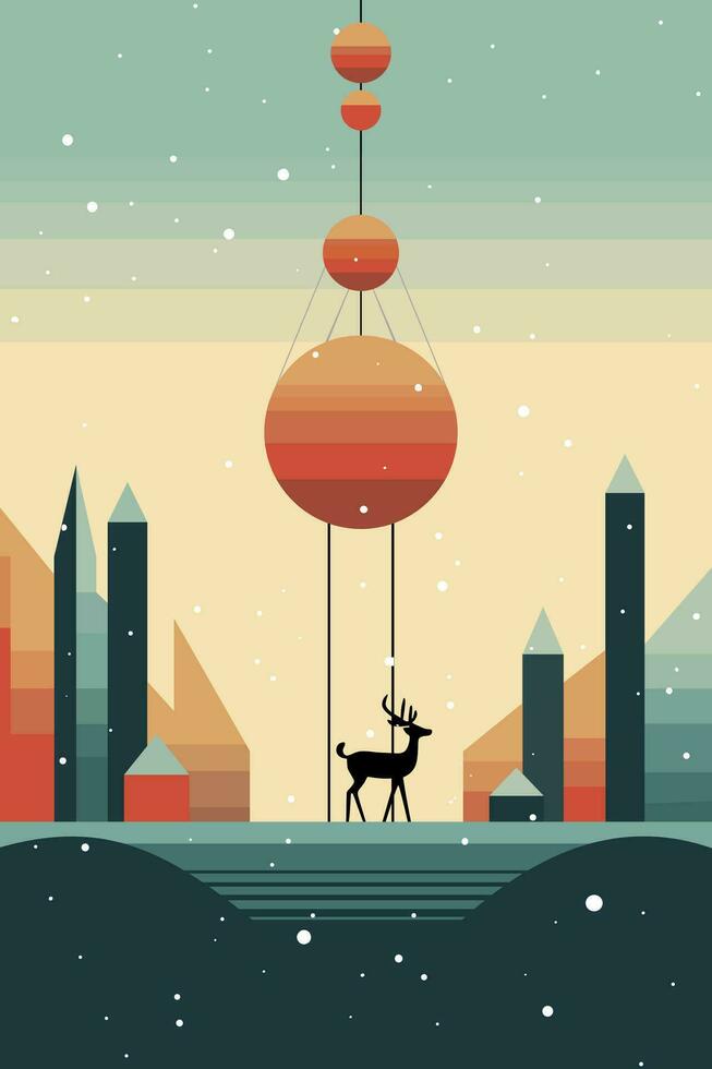 Navidad invierno mundo maravilloso plano vector saludo tarjeta ilustración