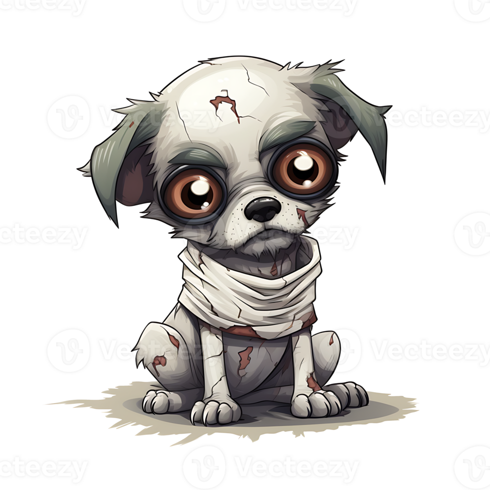 Halloween Mummy Dog Clipart PNG AI Generated