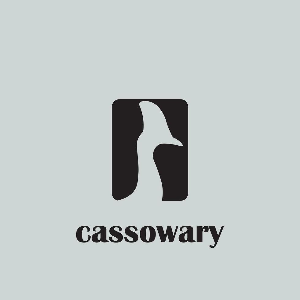 cassowary logo in black color,negative space vector
