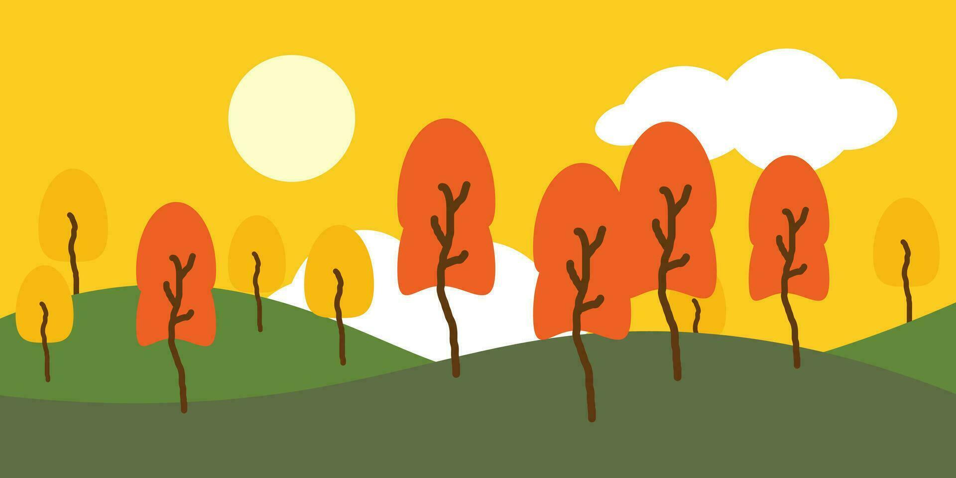 Landscape illustration design with an autumn theme vector