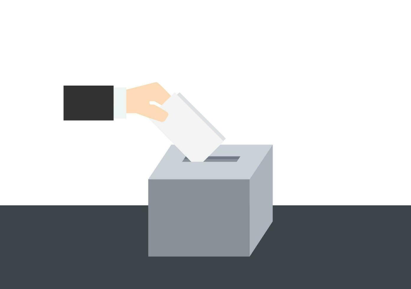 a man voter drop card in ballot box on plain background vector
