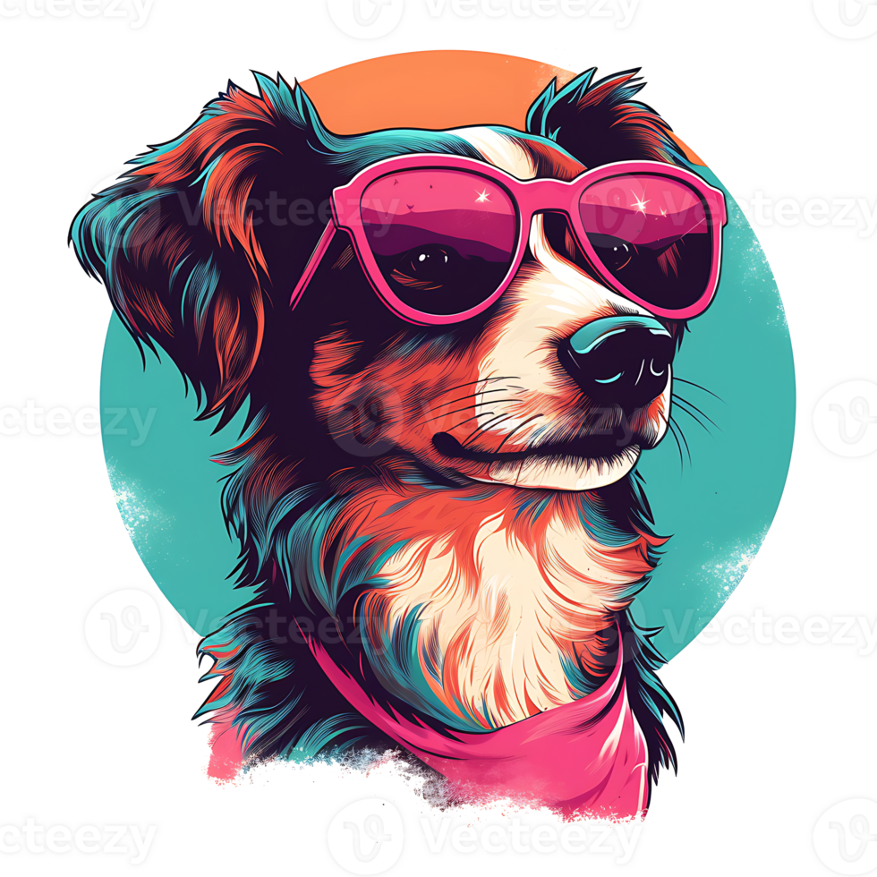 Retro Risograph Dog AI Generated png