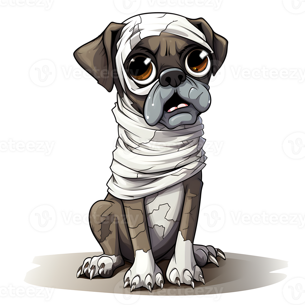 Halloween Mummy Dog Clipart PNG AI Generated