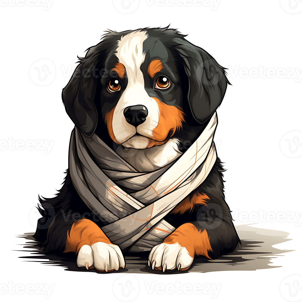Halloween Mummy Dog Clipart PNG AI Generated