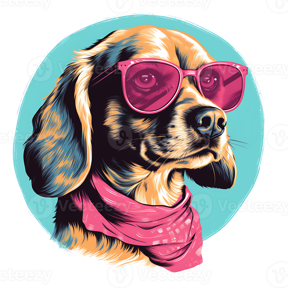 Retro Risograph Dog AI Generated png