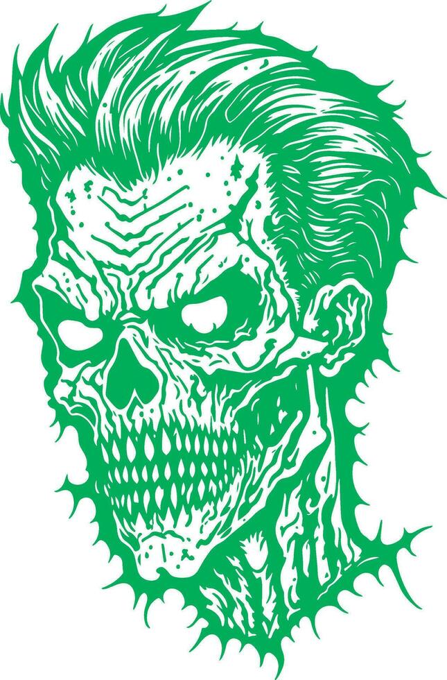 Zombie Head Halloween Style Black Outline Vector