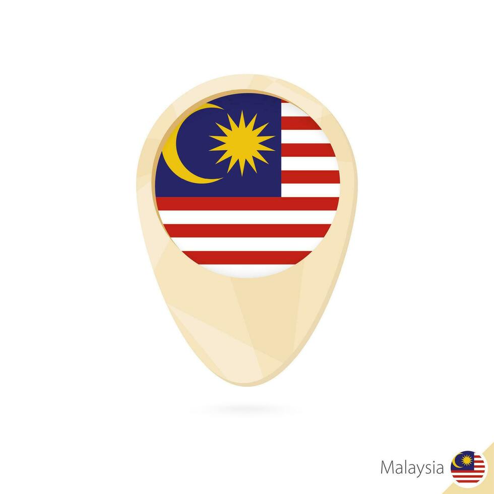 Map pointer with flag of Malaysia. Orange abstract map icon. vector