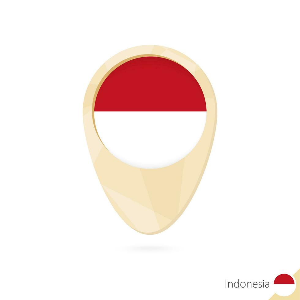 mapa puntero con bandera de Indonesia. naranja resumen mapa icono. vector