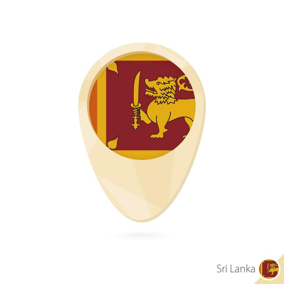 Map pointer with flag of Sri Lanka. Orange abstract map icon. vector