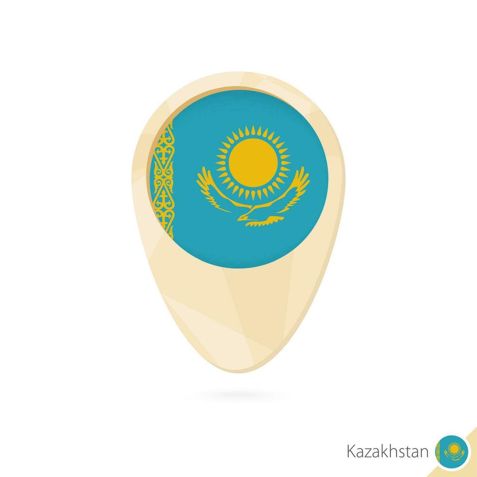 Map pointer with flag of Kazakhstan. Orange abstract map icon. vector