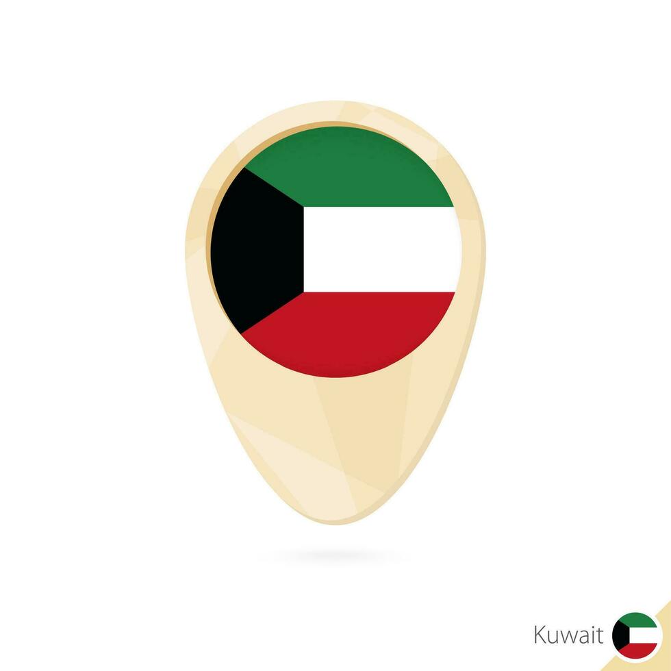 mapa puntero con bandera de Kuwait. naranja resumen mapa icono. vector