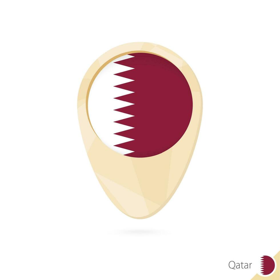 Map pointer with flag of Qatar. Orange abstract map icon. vector