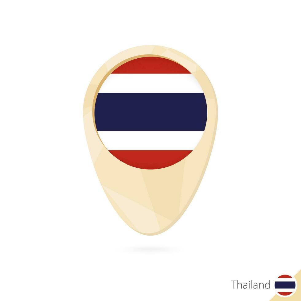 mapa puntero con bandera de tailandia naranja resumen mapa icono. vector