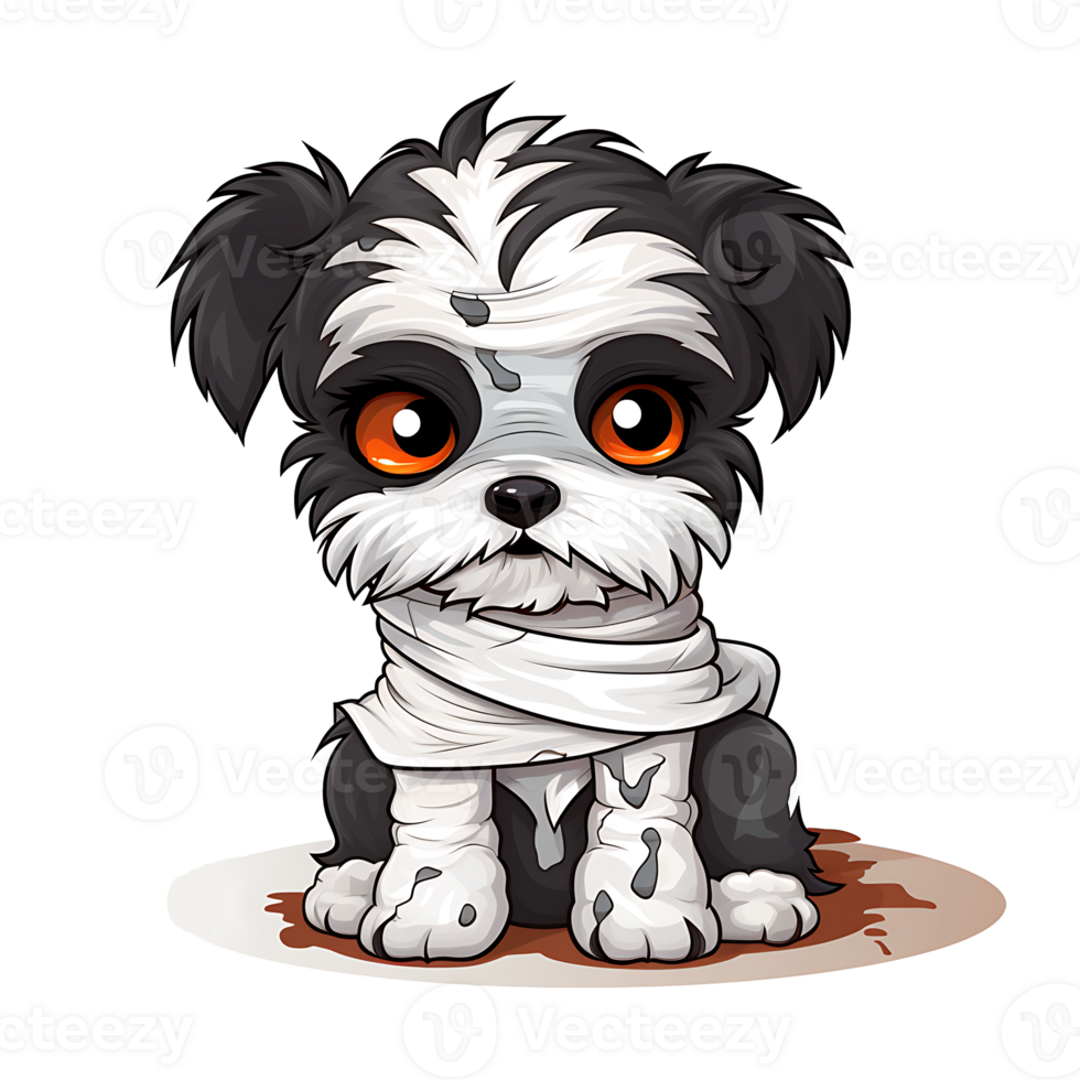 Halloween Mummy Dog Clipart PNG AI Generated