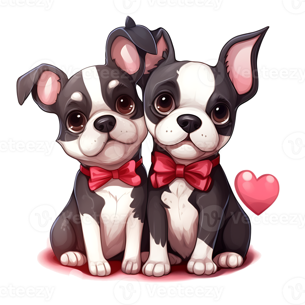 Valentin couple de chien ai généré png