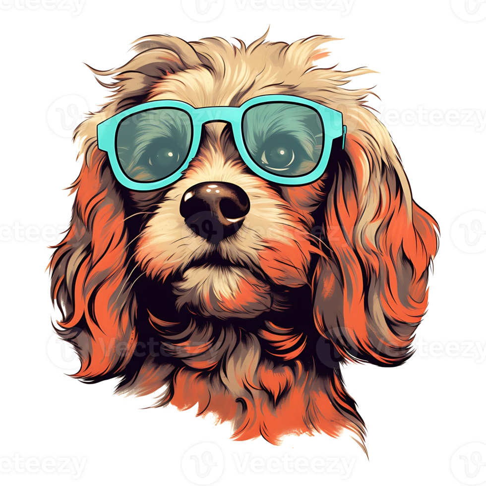 Retro Risograph Dog AI Generated png