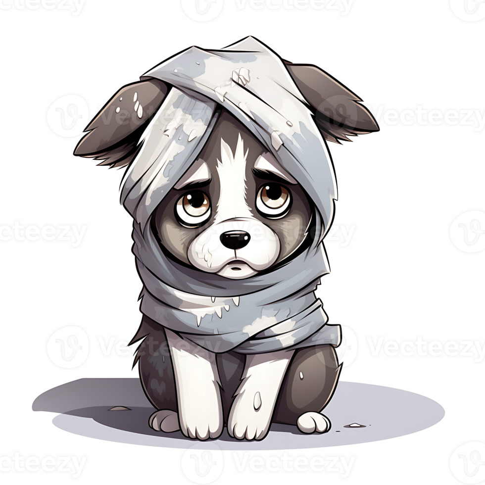 Halloween Mummy Dog Clipart PNG AI Generated