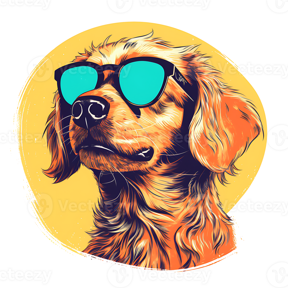 Retro Risograph Dog AI Generated png