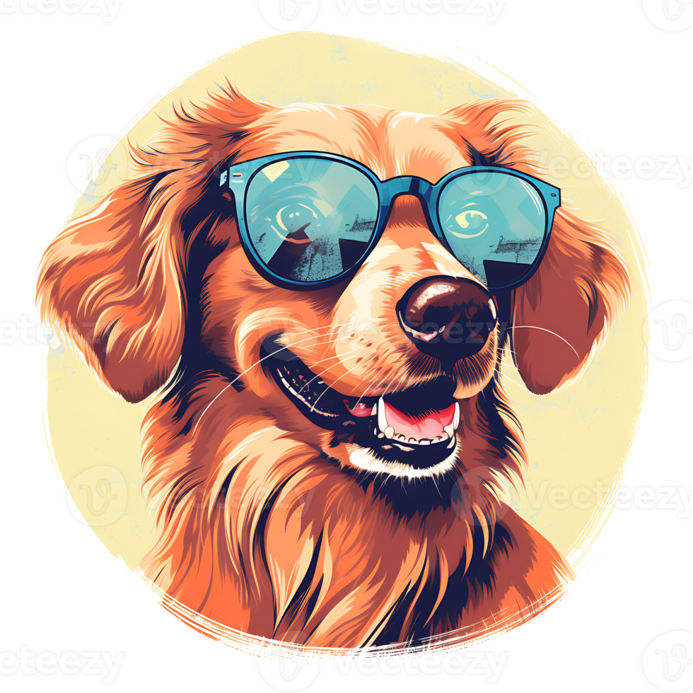 Retro Risograph Dog AI Generated png