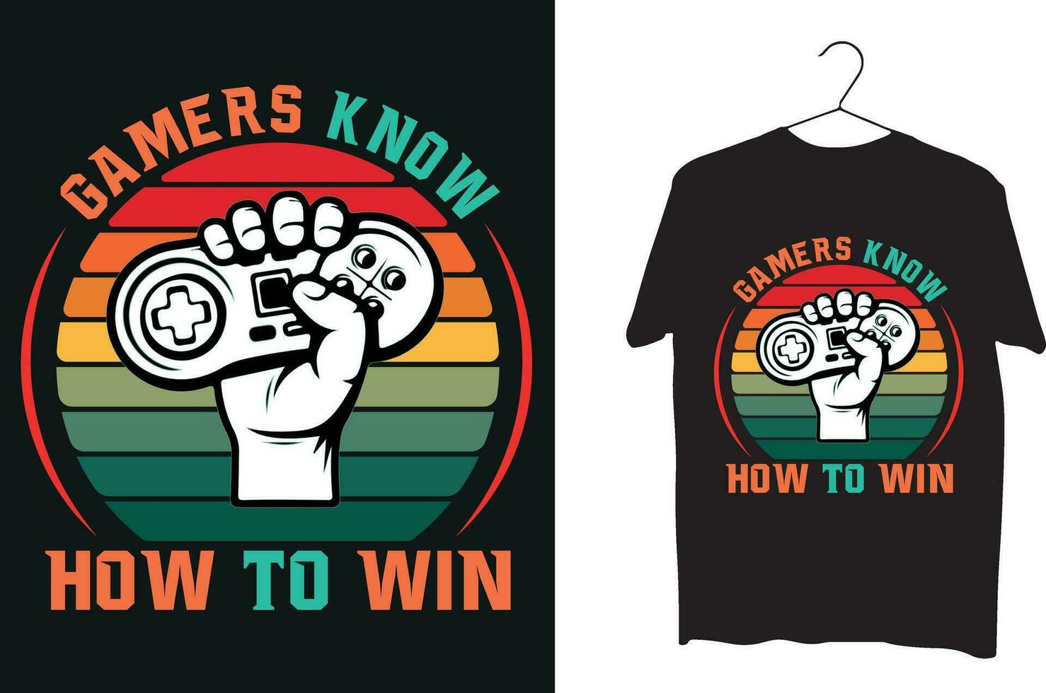 Gamers know how to win T shirt design vector