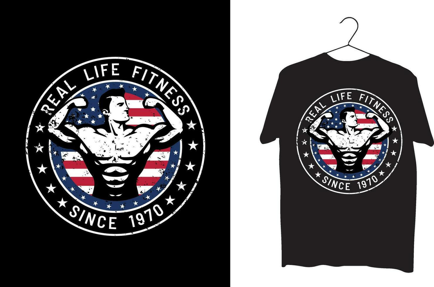 Real life fitness T shirt design vector