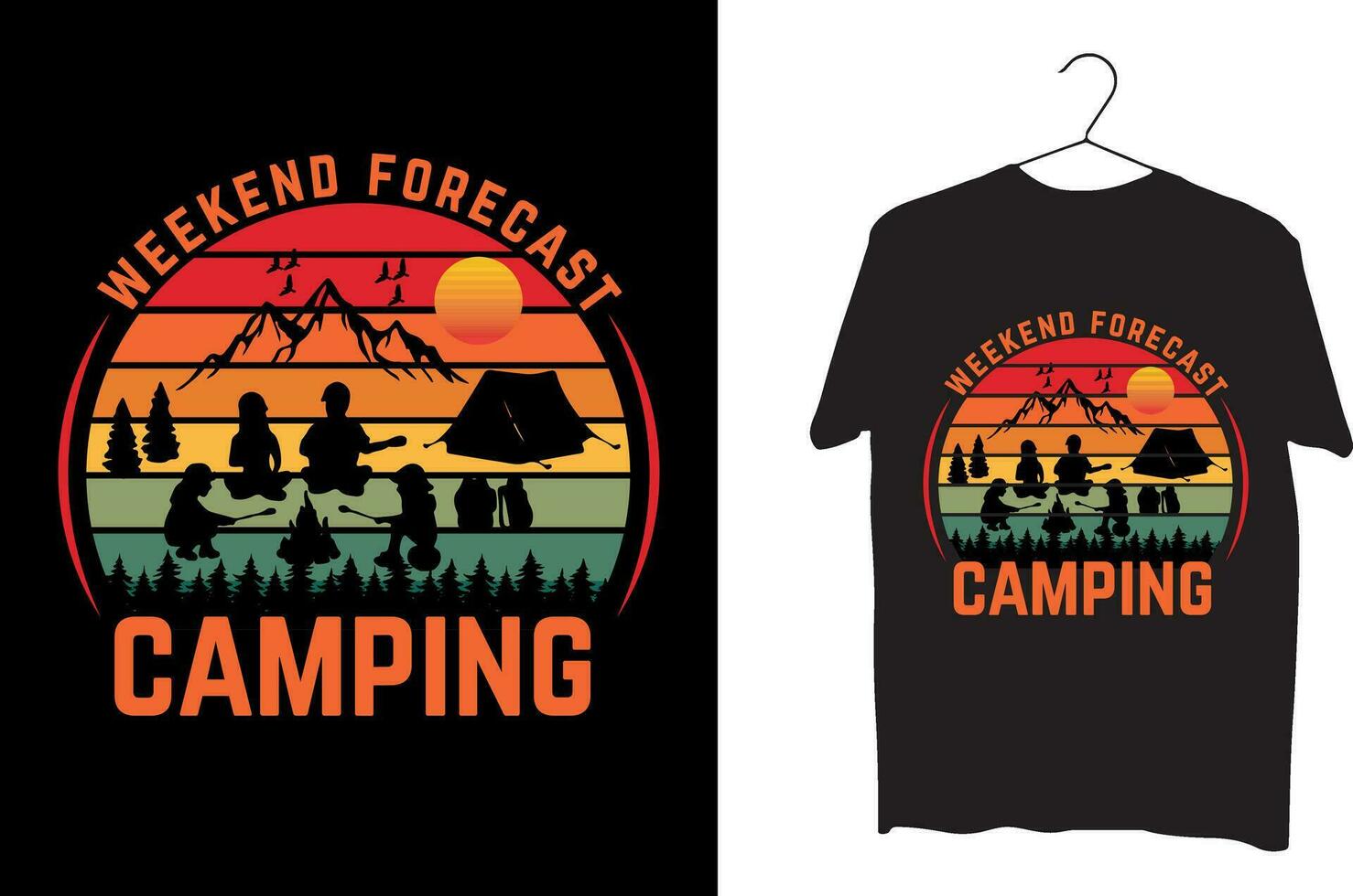 Weekend forecast camping t shirt design vector