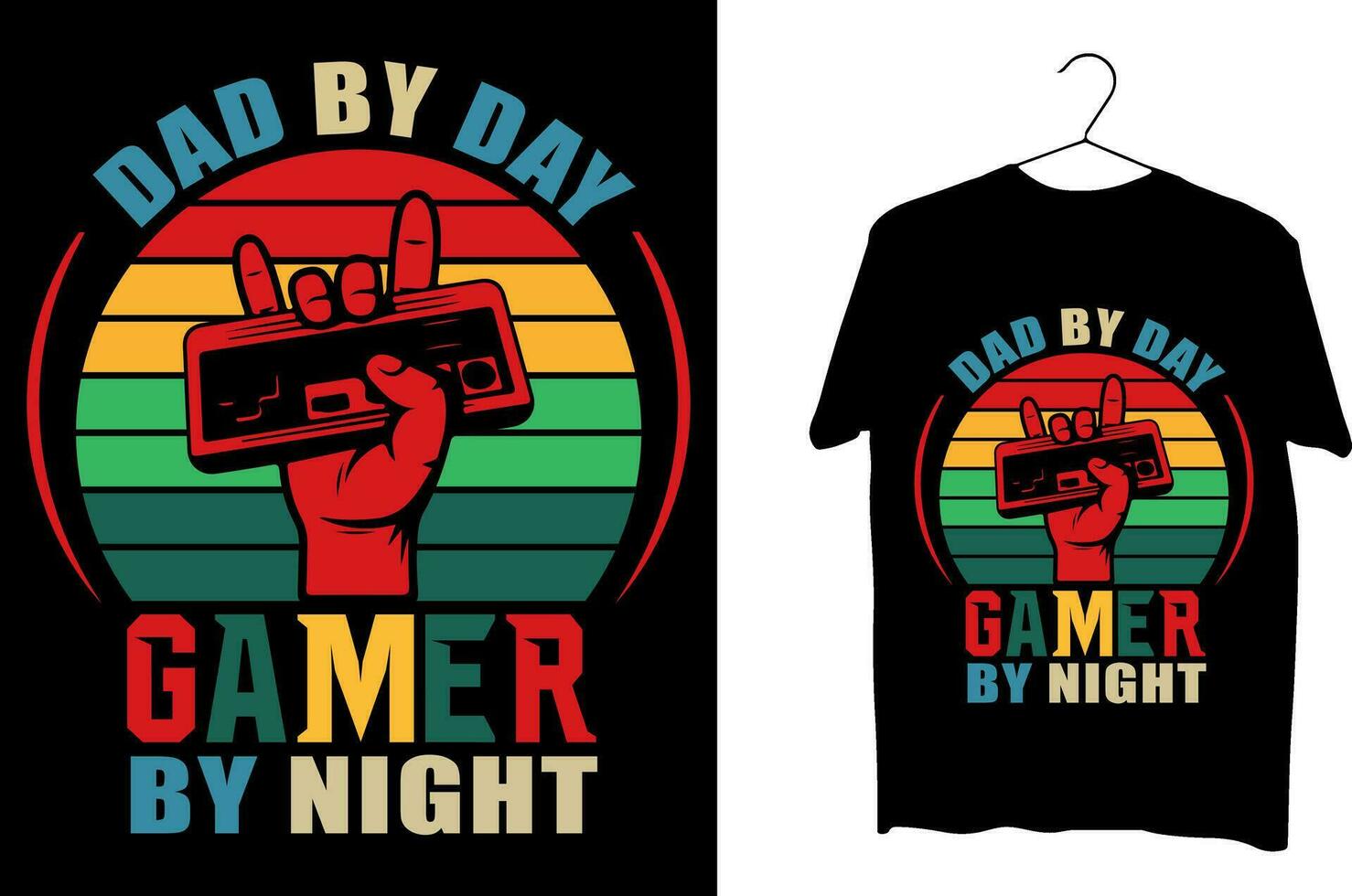 dad by day gamer by night T shirt design vector
