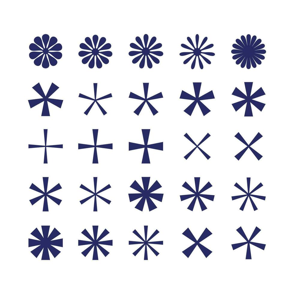 Set of asterisks icons Vector illustration.