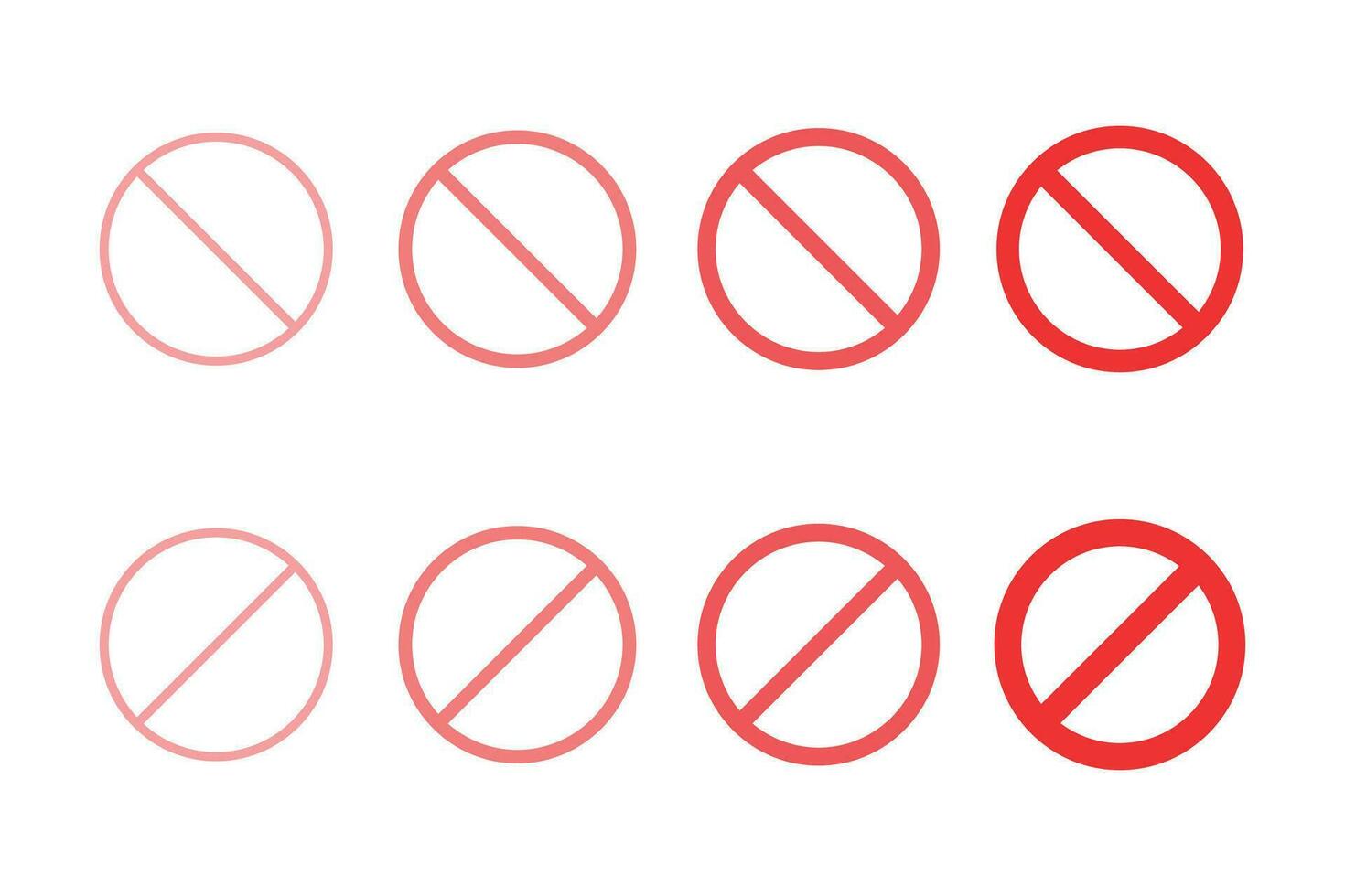 Strictly prohibited signs, Prohibited sign icon set vector illustration.