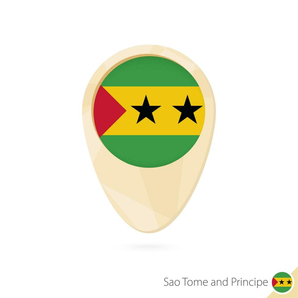 Map pointer with flag of Sao Tome and Principe. Orange abstract map icon. vector