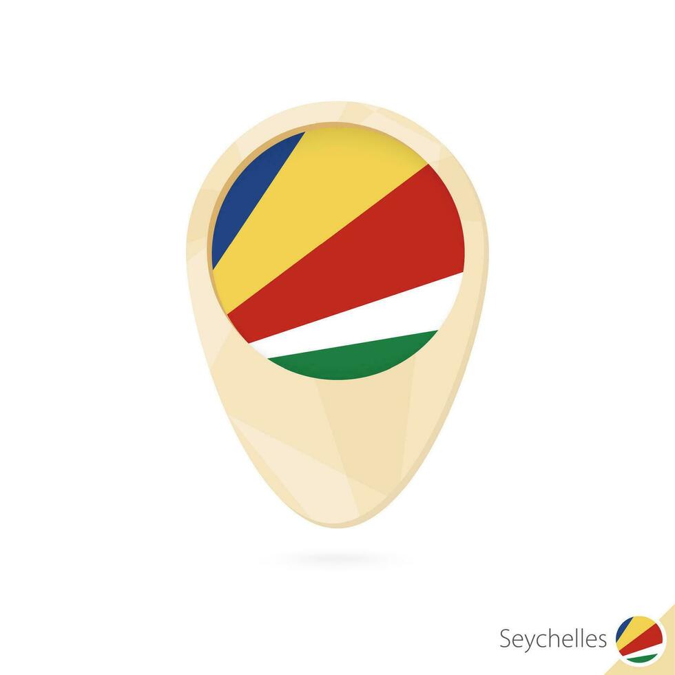 Map pointer with flag of Seychelles. Orange abstract map icon. vector