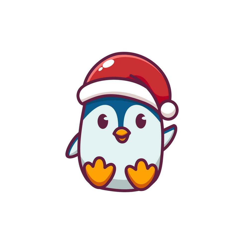 Cute hand drawn penguins - Merry Christmas greetings vector