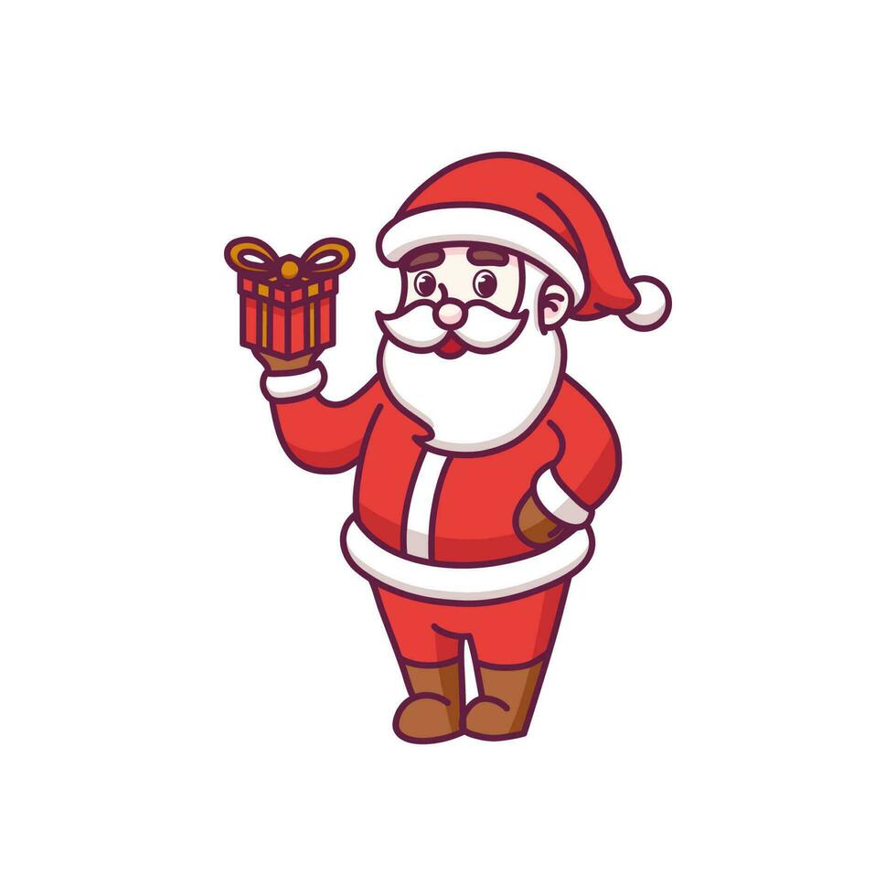 lindo personaje de dibujos animados de santa claus vector