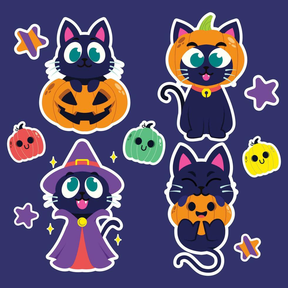 Sticker Set of Halloween Cute vector